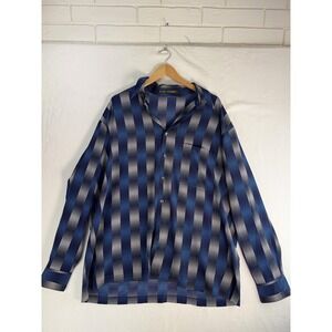Alan Stuart Shirt‎ Mens Extra Large Blue Dot Stripe Button Front Long Sleeve
